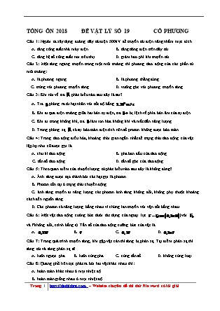 Đề cương ôn tập môn Vật lý Lớp 12 - Đề số 19