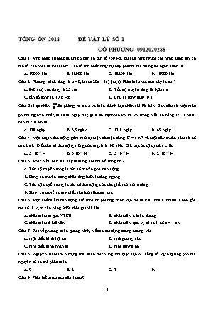 Đề cương ôn tập môn Vật lý Lớp 12 - Đề số 1