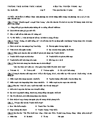 Đề kiểm tra 45 phút môn Ngữ văn Lớp 9 - Trường THCS Huỳnh Thúc Khang (Có đáp án)