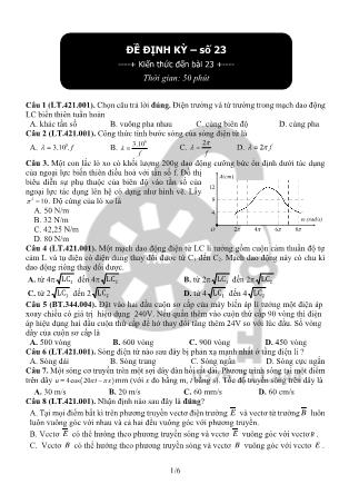 Đề ôn thi định kỳ môn Vật lý Lớp 12 - Đề số 23