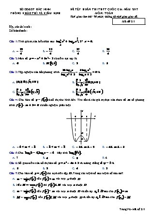 Đề tập huấn thi THPT Quốc gia năm 2017 môn Toán học - Mã đề 211 - Sở GD&ĐT Bắc Ninh