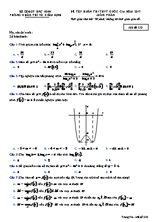 Đề tập huấn thi THPT Quốc gia năm 2017 môn Toán học - Mã đề 210 - Sở GD&ĐT Bắc Ninh
