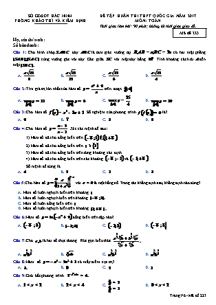 Đề tập huấn thi THPT Quốc gia năm 2017 môn Toán học - Mã đề 223 - Sở GD&ĐT Bắc Ninh