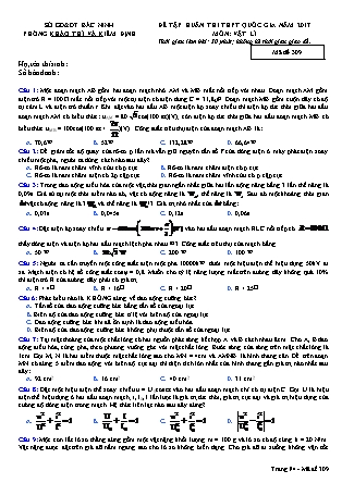 Đề tập huấn thi THPT Quốc gia năm 2017 môn Vật lý - Mã đề 309 - Sở GD&ĐT Bắc Ninh