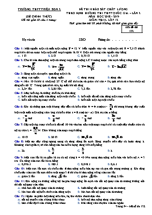 Đề thi khảo sát chất lượng theo định hướng thi THPT Quốc gia môn Vật lý Lớp 12 - Lần 2 - Mã đề 132 - Trường THPT Triệu Sơn 2