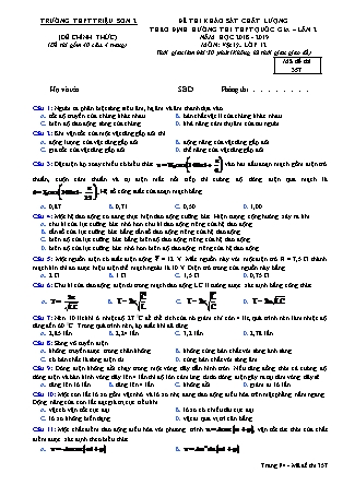 Đề thi khảo sát chất lượng theo định hướng thi THPT Quốc gia môn Vật lý Lớp 12 - Lần 2 - Mã đề 357 - Trường THPT Triệu Sơn 2