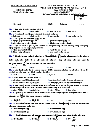 Đề thi khảo sát chất lượng theo định hướng thi THPT Quốc gia môn Vật lý Lớp 12 - Lần 2 - Mã đề 485 - Trường THPT Triệu Sơn 2