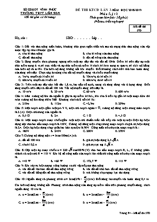 Đề thi kiểm tra chất lượng lần 3 môn Vật lý Lớp 12 - Mã đề 570 - Năm học 2018-2019 - Trường THPT Liễn Sơn