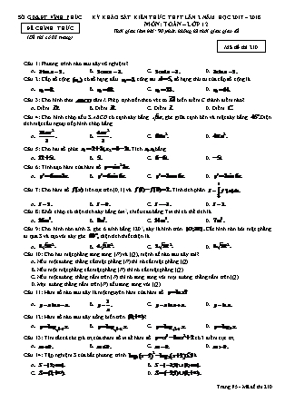 Đề thi môn Toán học - Kỳ thi khảo sát kiến thức THPT lần 2 - Mã đề 210 - Năm học 2017-2018 - Sở GD&ĐT Vĩnh Phúc