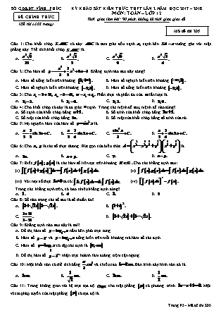 Đề thi môn Toán học - Kỳ thi khảo sát kiến thức THPT lần 2 - Mã đề 205 - Năm học 2017-2018 - Sở GD&ĐT Vĩnh Phúc