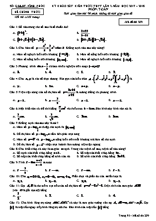 Đề thi môn Toán học - Kỳ thi khảo sát kiến thức THPT lần 2 - Mã đề 209 - Năm học 2017-2018 - Sở GD&ĐT Vĩnh Phúc