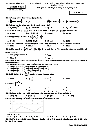 Đề thi môn Toán học - Kỳ thi khảo sát kiến thức THPT lần 2 - Mã đề 211 - Năm học 2017-2018 - Sở GD&ĐT Vĩnh Phúc