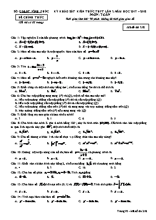 Đề thi môn Toán học - Kỳ thi khảo sát kiến thức THPT lần 2 - Mã đề 218 - Năm học 2017-2018 - Sở GD&ĐT Vĩnh Phúc