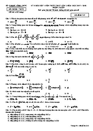 Đề thi môn Toán học - Kỳ thi khảo sát kiến thức THPT lần 2 - Mã đề 215 - Năm học 2017-2018 - Sở GD&ĐT Vĩnh Phúc