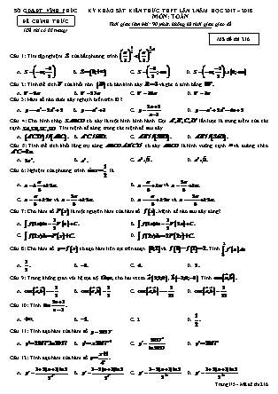 Đề thi môn Toán học - Kỳ thi khảo sát kiến thức THPT lần 2 - Mã đề 216 - Năm học 2017-2018 - Sở GD&ĐT Vĩnh Phúc