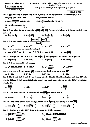 Đề thi môn Toán học - Kỳ thi khảo sát kiến thức THPT lần 2 - Mã đề 212 - Năm học 2017-2018 - Sở GD&ĐT Vĩnh Phúc