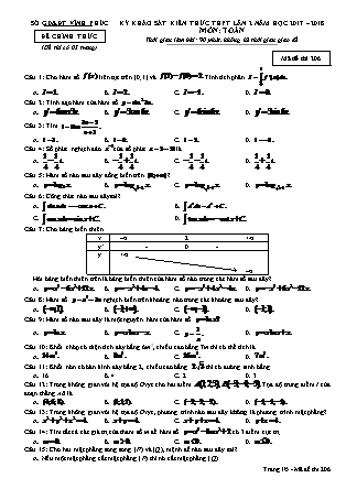 Đề thi môn Toán học - Kỳ thi khảo sát kiến thức THPT lần 2 - Mã đề 206 - Năm học 2017-2018 - Sở GD&ĐT Vĩnh Phúc