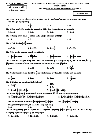 Đề thi môn Toán học - Kỳ thi khảo sát kiến thức THPT lần 2 - Mã đề 213 - Năm học 2017-2018 - Sở GD&ĐT Vĩnh Phúc