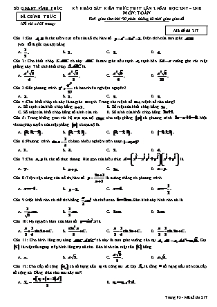 Đề thi môn Toán học - Kỳ thi khảo sát kiến thức THPT lần 2 - Mã đề 217 - Năm học 2017-2018 - Sở GD&ĐT Vĩnh Phúc