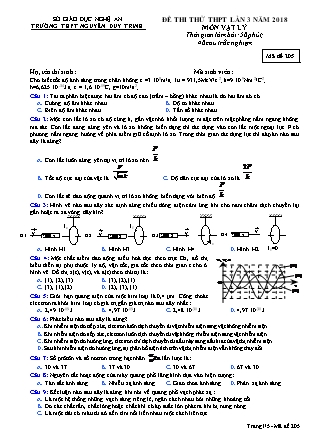 Đề thi thử THPT lần 3 năm 2018 môn Vật lý Lớp 12 - Mã đề 205 - Trường THPT Nguyễn Duy Trinh