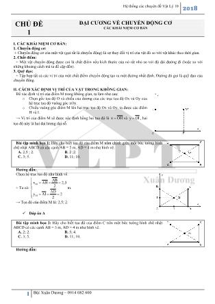 Hệ thống các Chuyên đề môn Vật lý Lớp 10 - Chủ đề 1: Đại cương về chuyển động cơ - Bùi Xuân Dương