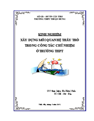 Sáng kiến kinh nghiệm Xây dưng mối quan hệ thầy trò trong công tác chủ nhiệm ở trường trung học phổ thông