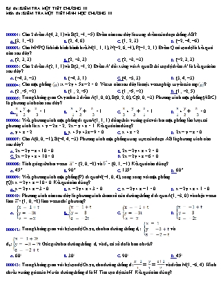 Bài kiểm tra 1 tiết môn Hình học Lớp 12 - Chương III