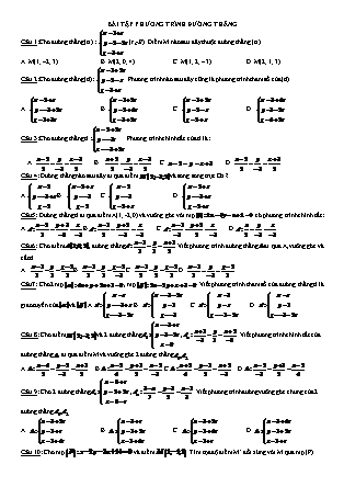 Bài tập phương trình đường thẳng môn Toán học Lớp 12