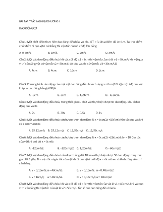 Bài tập trắc nghiệm môn Vật lý Lớp 12 - Chương I: Dao động cơ