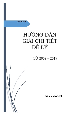 Bộ đề ôn thi THPT Quốc gia môn Vật lý Lớp 12 - Mai Ngọc Quí