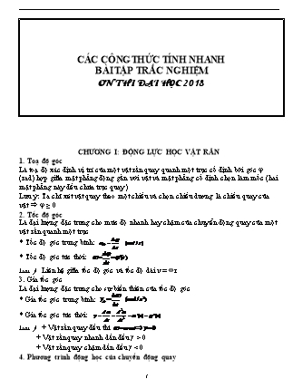 Các công thức tính nhanh bài tập trắc nghiệm ôn thi Đại học năm 2018 môn Vật lý