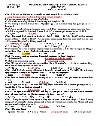 Đề củng cố kiến thức môn Vật lý ôn thi Quốc gia năm 2018 - Đề V - 01 - PV (Có đáp án)