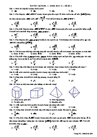 Đề cương ôn tập chương 1 môn Hình học Lớp 12 - Đề số 3