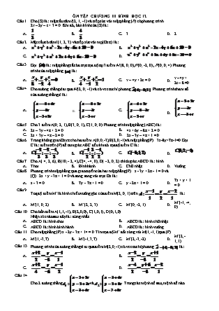 Đề cương ôn tập chương III môn Hình học Lớp 12