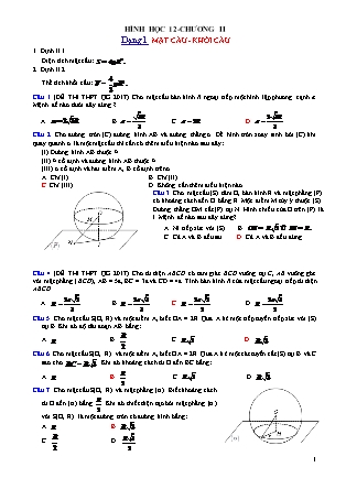 Đề cương ôn tập môn Hình học Lớp 12 - Chương II