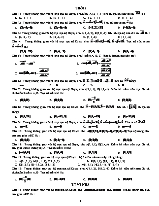 Đề cương ôn tập môn Hình học Lớp 12 - Chương III