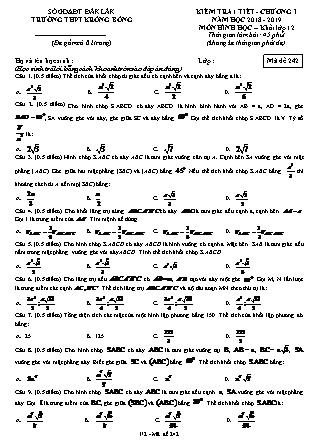 Đề kiểm tra 1 tiết chương I môn Hình học Khối 12 - Mã đề 242 - Năm học 2018-2019 - Trường THPT Krông Bông