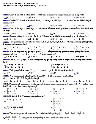 Đề kiểm tra 1 tiết chương III môn Hình học Lớp 12