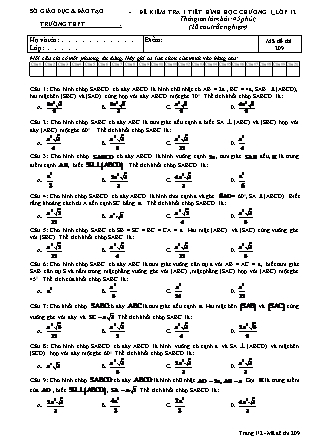 Đề kiểm tra 1 tiết Hình học Lớp 12 - Chương I - Mã đề 209