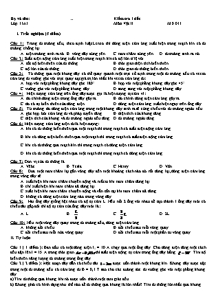 Đề kiểm tra 1 tiết môn Vật lý Lớp 11 - Mã đề 011