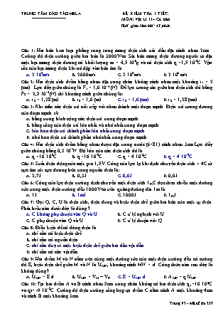 Đề kiểm tra 1 tiết môn Vật lý Lớp 11 - Mã đề 357 (Có đáp án)