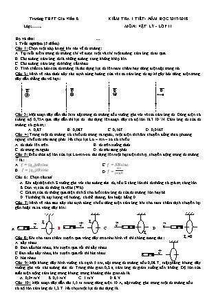 Đề kiểm tra 1 tiết môn Vật lý Lớp 11 - Năm học 2017-2018 - Trường THPT Gia Viễn B