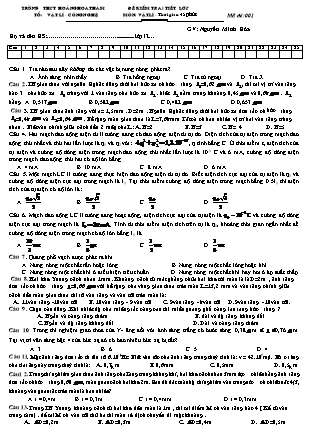Đề kiểm tra 1 tiết môn Vật lý Lớp 12 - Nguyễn Minh Hóa