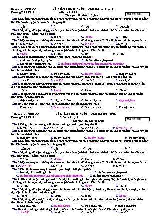 Đề kiểm tra 15 phút môn Vật lý Lớp 11 - Năm học 2017-2018 - Sở GD&ĐT Nghệ An (Có đáp án)