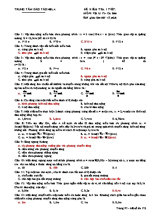 Đề kiểm tra 45 phút môn Vật lý Lớp 12 - Mã đề 132 (Có đáp án)