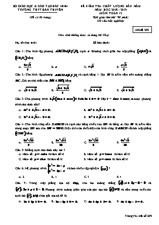 Đề kiểm tra chất lượng đầu năm môn Toán Khối 11 - Mã đề 209 - Năm học 2018-2019 - Trường THPT Hàn Thuyên