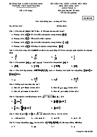 Đề kiểm tra chất lượng đầu năm môn Toán Khối 11 - Mã đề 628 - Năm học 2018-2019 - Trường THPT Hàn Thuyên