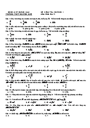 Đề kiểm tra chương 1 môn Hình học Lớp 12 - Trường THPT Nguyễn Huệ