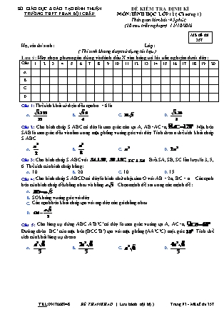 Đề kiểm tra định kỳ chương I môn Hình học Lớp 12 - Mã đề 357 - Trường THPT Phan Bội Châu