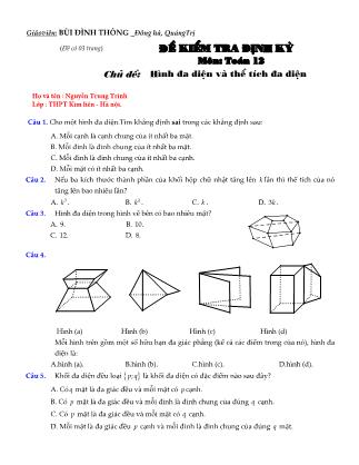 Đề kiểm tra định kỳ môn Toán Lớp 12 - Chủ đề: Hình đa diện và thể tích đa điện - Bùi Đình Thông